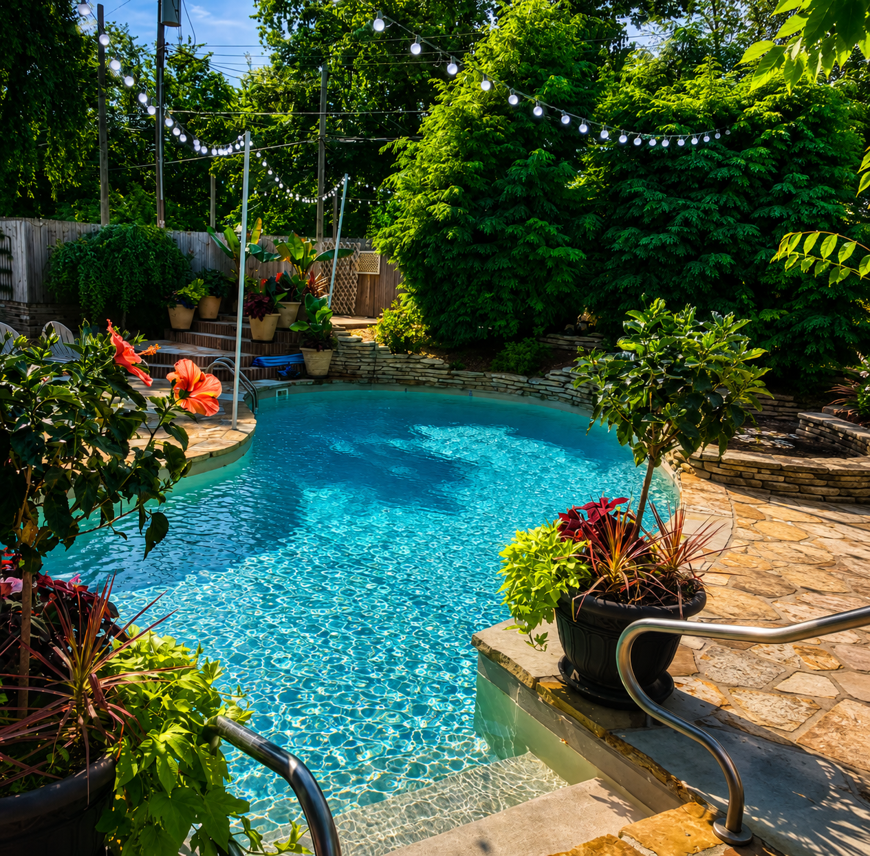 Shared pool in the back yard